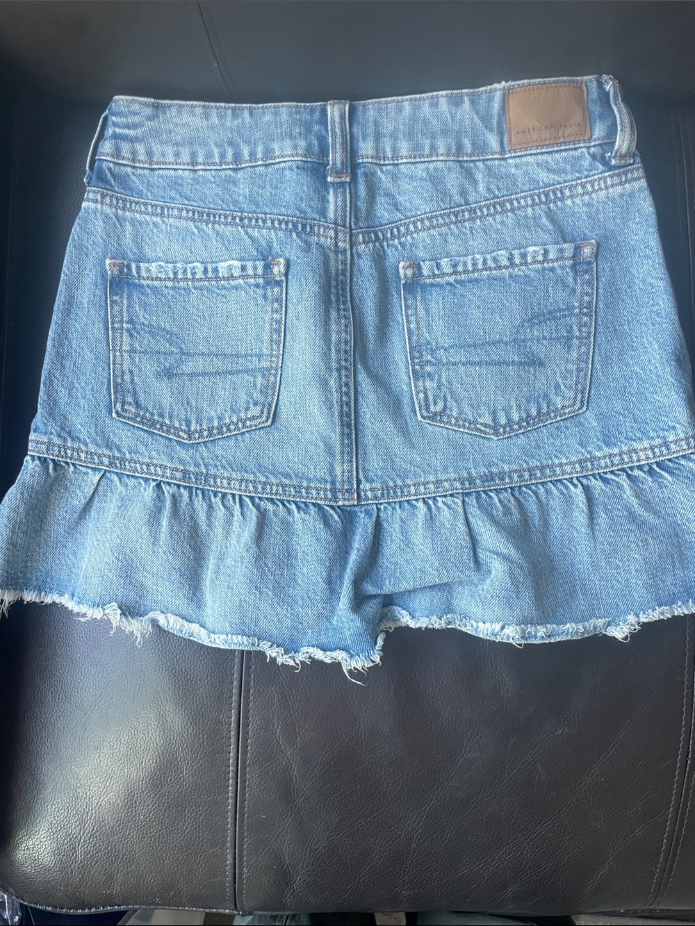 American Eagle Outfitters Light Blue Denim Ruffle Mini Skirt